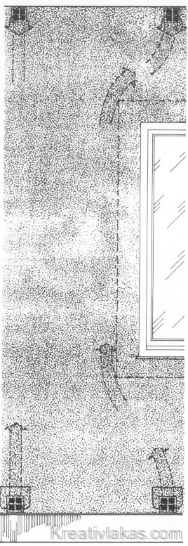 Vakolt homlokzati burkolati fal ablakkal, pontonkénti szellőzőkkel
