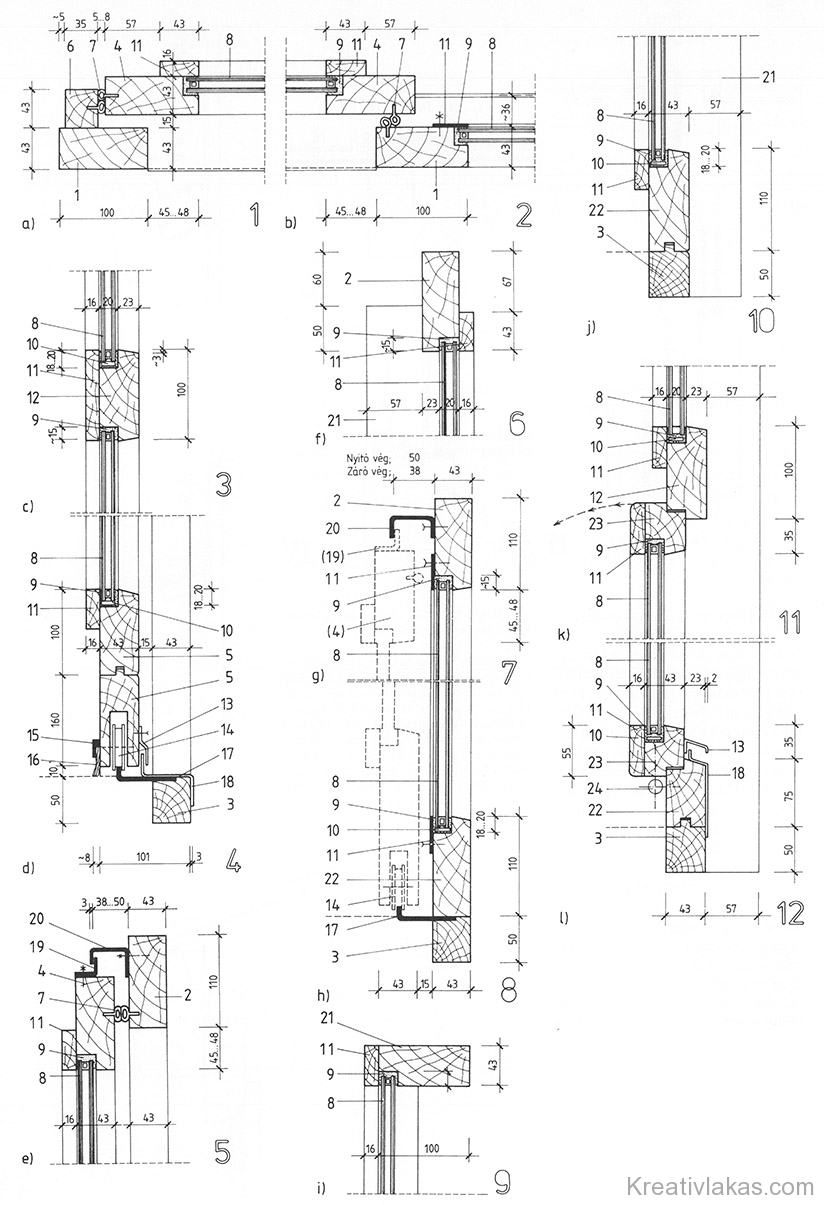 A 7-39. ábrán bemutatott építőele­mek csomópontjai 