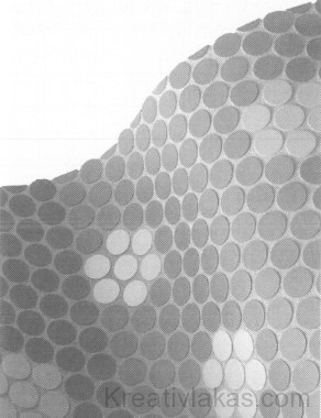 Ívelt felületek kör alakú kis-mozaik lapokkal