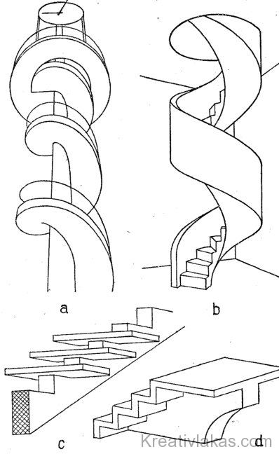Különleges formájú vasbeton lépcsők